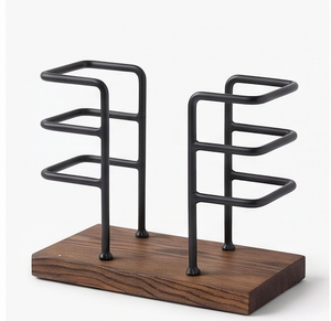 Beau porte-serviettes en bois et en métal parfait pour organiser les serviettes tout en améliorant la décoration de table avec des accents uniques - Product Image 1