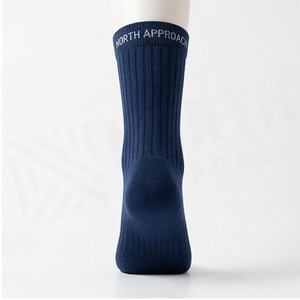 Crew <b>Socks</b> Geometric Pattern Blue Breathable <b>Running</b> <b>Socks</b> for Adults Spring Season - Product Image 2