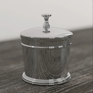 Pot de rangement de luxe moderne en acier inoxydable poli pour coton-tiges de salle de bain, avec couvercle et poignée à bouton, 50 ml, vente en gros - Product Image 2