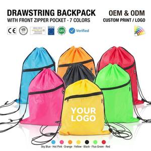 Waterproof Portable Unisex <b>Drawstring</b> <b>Backpack</b> for Sport Shoe Storage Travel Custom Logo Cartoon Reusable Eco-Friendly Polyester - Product Image 6