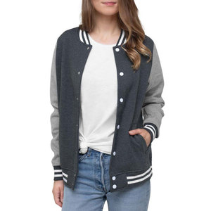 Veste Letterman pour femme, style sportif, décontractée, avec broderie, légère, boutons recouverts, mode urbaine, confortable - Product Image 1