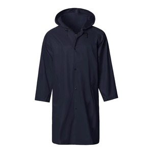 Unisex Hooded <b>Long</b> Raincoat Jacket PU Coated <b>Waterproof</b> Button Closure Minimalist Style Fit All Seasons - Product Image 6