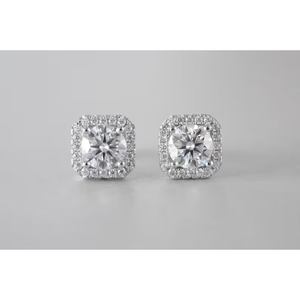 Boucles d'oreilles en moissanite de qualité supérieure, taille ronde, pour femmes, plaquées argent, bijoux fins, disponibles au prix de gros - Product Image 2