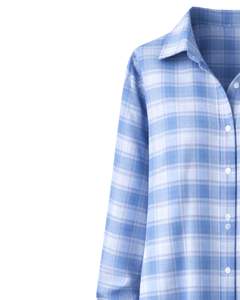 Chemise longue à carreaux bleus pour femme, coupe décontractée, boutonnée, tunique à carreaux, fabrication sur mesure, vente en gros - Product Image 5