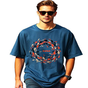 2025 Verano de gama alta de los hombres 220g camiseta sólida impresa gráfico antiarrugas transpirable suelta de talla grande media manga sensación fresca - Product Image 5