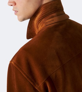 <b>Men's</b> <b>Suede</b> Shirt <b>Jacket</b> Workwear Style Turn-down Collar Regular Fit Autumn Brown Solid Color Button Closure Wholesale Supplier - Product Image 5