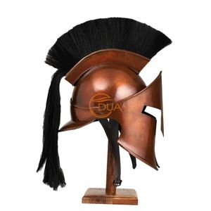 Casque corinthien grec en fer, finition cuivre poli avec plume noire, fait main, pour costume de guerrier médiéval, Noël - Product Image 2