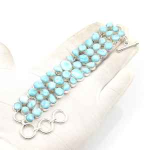 Bracelet en pierre Larimar, argent sterling 925, fait main, bijoux bohèmes, bracelet en argent et Larimar naturel pour femmes - Product Image 5