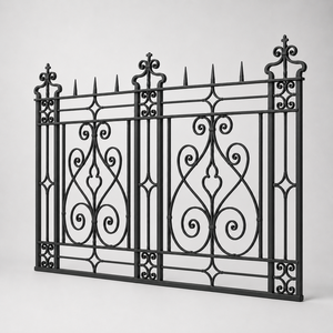 Rampe en métal géométrique noire avec balustres rectangulaires, design moderne de clôture de sécurité pour balcon extérieur et bord de piscine - Product Image 3