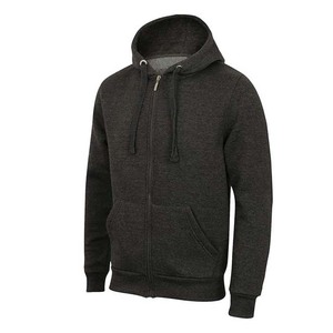 Survêtement à capuche noir pour homme, fermeture éclair intégrale, coupe décontractée, couleur unie, poches latérales, vêtement d'automne, 100 % coton, poids moyen - Product Image 4