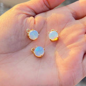 จี้โอปอลเอธิโอเปียแท้คุณภาพสูงทรงกลมประดับทอง สำหรับทำเครื่องประดับแฮนด์เมด - Product Image 2