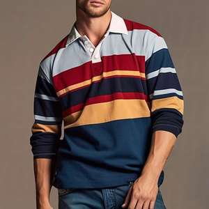Nouveau design Maillot de rugby Polo Homme Vente en gros Col polo Épaules tombantes Color block Oversize Sweat-shirts de rugby Vêtements de sport - Product Image 6