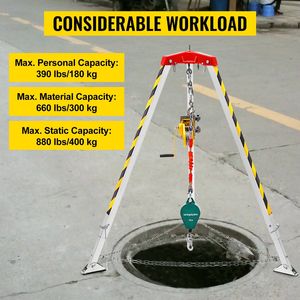 Treppiede di Salvataggio da 8 Piedi con Cavo da 98 Piedi e Verricello da 32,8 Piedi con Capacità di 2600 Libbre per Kit di Protezione Anticaduta in Spazi Confinati - Product Image 2