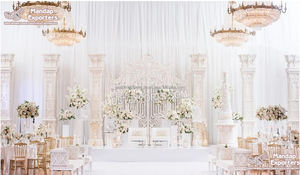 Paneles de fondo de escenario de boda de aspecto elegante, marcos de FRP blancos elegantes para boda, marcos de decoración de escenario de boda eminentes - Product Image 3