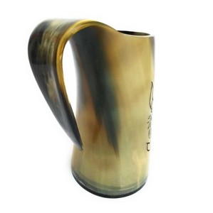 Jarra de Cuerno Vikinga Premium, Taza de Cerveza de Cuerno de Buey Natural Hecha a Mano de la Mejor Calidad, Artículo de Regalo de Estilo Medieval - Product Image 1