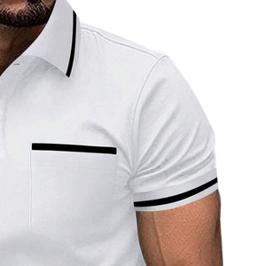 <b>Mens</b> Pique <b>Polo</b> <b>Shirt</b> Short Sleeve Casual Golf Tennis <b>Shirt</b> <b>With</b> Chest <b>Pocket</b> Contrast Collar Breathable Summer Casual Wear - Product Image 3