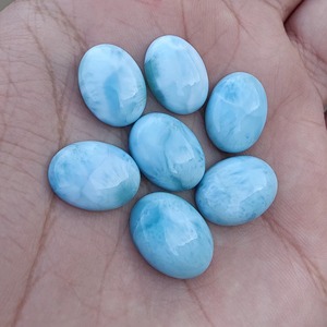 Larimar naturel AAA+ de qualité supérieure, taille ovale 10 mm, dos plat, cabochon calibré, pierre précieuse polie en vrac pour bijoux - Product Image 3