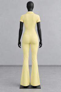 Ensemble de survêtement zippé pour femme, en spandex et polyester, coupe slim, manches courtes, 2 pièces, vêtements de sport - Product Image 3