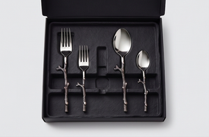 Ensemble de couverts en métal de style nordique avec poignées en forme de branche, compatibles lave-vaisselle, cuillère, fourchette, couteau, vaisselle - Product Image 6