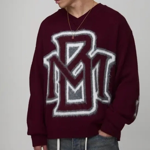 Casual Wool / cashmere sweater Basic <b>Pullover</b> <b>Men</b> Intarsia Color Block Plus Size Sweaters Slim Fit Crew Neck Long Sleeve Sweater - Product Image 2