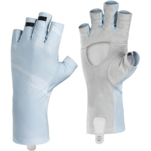 Fishing <b>Gloves</b> Half Finger Light Blue Gray Synthetic Magnetic Closure Unisex All Seasons - Product Image 1