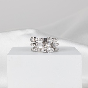 แหวนเพชรเลี้ยงในห้องปฏิบัติการแบบสามแถว 14K ทองคำแท้ แหวนแต่งงานแบบเต็มวงสำหรับผู้หญิง ของขวัญวันครบรอบแต่งงาน ของขวัญสำหรับเจ้าสาว - Product Image 5