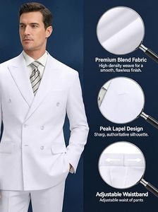 Traje de Negocios para Hombre, Blanco, Cuello Mao, Cierre de un Botón, Corduroy Transpirable, Poliéster/Algodón, Estilo Británico, Corte Regular - Product Image 6