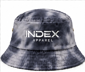 Chapeau Bob Unisexe Index Apparel Gris Tie-Dye en Toile avec Logo Thermocollé Décontracté Printemps-Été Taille Adulte 56-58CM - Product Image 1