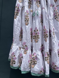 Handmade Casual Floral Print Cotton Maxi <b>Skirt</b> Boho Tiered Beach <b>Skirt</b> with <b>Patchwork</b> A-Line Silhouette Loose Fit - Product Image 4