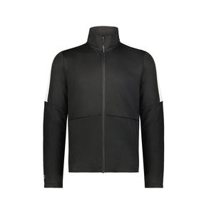 Chaqueta Bomber Negra de Manga Larga con Cierre para Mujer, Cuello Alto, Color en Contraste, Transpirable, Largo Regular, para Otoño - Product Image 1