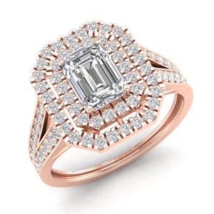 Anillo de compromiso REYES con halo de moissanita de 1.62 quilates con corte esmeralda en plata de ley 925 para mujer, joyería fina, precio al por mayor - Product Image 2