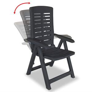 Juego de 4 Sillas Reclinables de Plástico Antracita, Muebles Plegables Estándar para Patio - Product Image 2