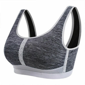 Sujetador deportivo sin costuras para mujer, cuello redondo, espalda cruzada, sujetador de yoga, malla transpirable, soporte medio, color liso, top de entrenamiento - Product Image 2