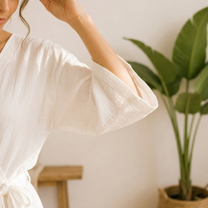 Pyjamas pour femmes, ensembles de pyjamas pour femmes, 100% coton gaze, tissu respirant, ensemble de vêtements de détente musulmans - Product Image 4