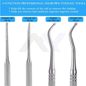 Lot de 2 lime à ongles incarnés et extracteurs avec étui de rangement - Outil professionnel double face 100 % acier inoxydable pour ongles incarnés - Product Image 4