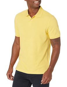 Polo de Manga Corta para Hombre, Algodón Piqué, Color Sólido, Casual, con Botones, Corte Regular, Azul - Product Image 4