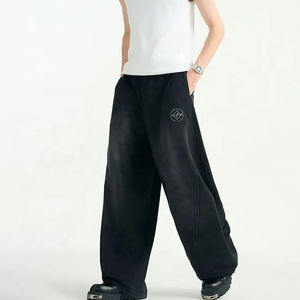 Pantalones de chándal holgados personalizados para hombre, de peso pesado, estilo vintage, desgastados por el sol, de corte holgado, pierna ancha, cintura media, cómodos e informales. - Product Image 2