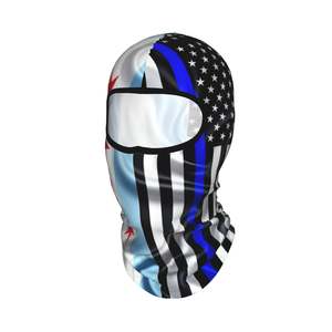 Cagoule unisexe avec imprimé drapeau américain et ligne bleue fine, couvrante, pour adulte, 100 % polyester, par sublimation - Product Image 2