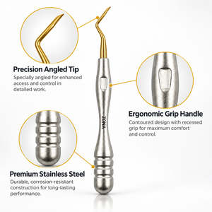 Gold Plasma Coated Curved Root Elevator Angled Tip Titanium <b>Nitride</b> Stainless Steel Tooth Extraction Instrument CE Certified - Product Image 2