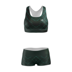 Conjunto de Sujetador Deportivo y Pantalones Cortos para Mujer, Sublimado, para Gimnasio, Fitness, Yoga, Ropa Deportiva de Alta Elasticidad, Proveedor Mayorista - Product Image 1