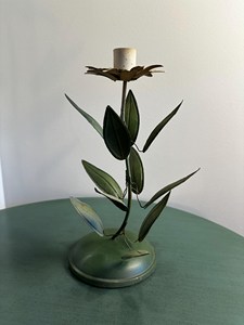 Mother’s day gift Vintage-Style Metal Flower <b>taper</b> <b>Candle</b> Holder Hand-Painted - Product Image 2