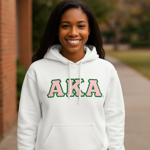 Sudadera con Capucha AKA con Letras Griegas, Sudadera de Felpa Premium, Ropa Personalizada para Hermandades, Sudadera con Capucha para Mujer, Ropa Casual Blanca - Product Image 6