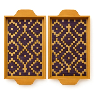 Plateau de service artisanal en bambou écologique personnalisé - Forme rectangulaire, capacité de 5 kg, design multifonctionnel, style bohème, finition lisse - Product Image 4