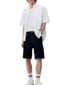 Pantalones cortos negros de mezclilla de sarga de algodón 100% de calidad superior para hombre, pantalones cortos informales de ajuste relajado, cómodos, ligeros bolsillos elásticos XS - Product Image 1