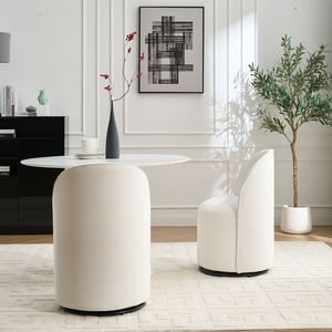 Set di 1 Sedia da Pranzo in Velluto Stile Mid-Century Moderno, Girevole a 360 Gradi, Imbottita e Confortevole per Cucina e Sala da Pranzo - Product Image 3