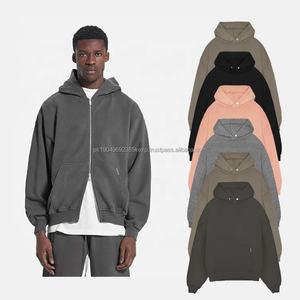 Personnalisé Top Qualité Sérigraphie Bouffante Fermeture Éclair Double Fermeture Éclair À Capuche Polaire Coton Français Terry Sans Cordes Sweat À Capuche Surdimensionné Hommes Hoodies - Product Image 1