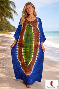 Custom Printed <b>Kaftan</b> Dress Women Beachwear Cover Up Loose Fit Silk Cotton Rayon Polyester Bulk Manufacturer Supply - Product Image 3