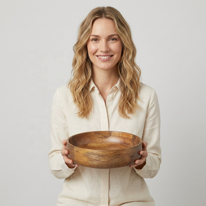 Tazón de Madera Natural Pulida Hecho a Mano, Ecológico, Diseño Moderno y Lujoso, Tazón para Servir Ensaladas, Frutas, Apto para Alimentos, para el Hogar - Product Image 2