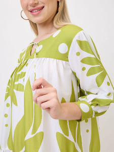 Robe Peplum en Crêpe à Imprimé Tropical avec Col Clou de Perle, Manches Courtes, Col en V, Motif Floral en Chiffon, Élégante, pour Femmes, Disponible Mondialement - Product Image 4
