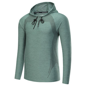 Customize Hoodies For Mens Gym Fitness Quick Dry <b>Polyester</b> Hoodies Spandex Solid Color Long Sleeve Slim Active Muscle Fit <b>Hoodie</b> - Product Image 2